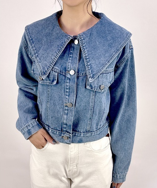 セール】【大きめ襟が可愛さ引き立てる♪クラシカルデニム】セーラー