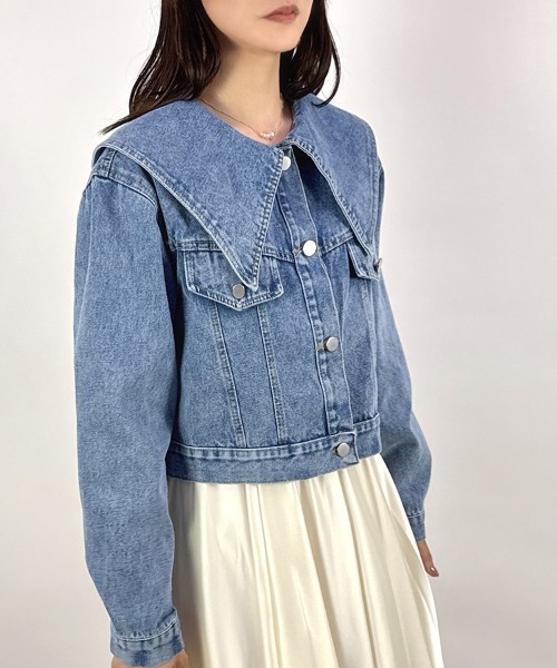 セール】【大きめ襟が可愛さ引き立てる♪クラシカルデニム】セーラー