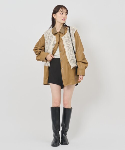 【タグ付き新品】mystic/マルチwayレースレイヤードジャケット/アイボリー lily.s_y 企画】マルチwayレースレイヤードジャケット（その他アウター