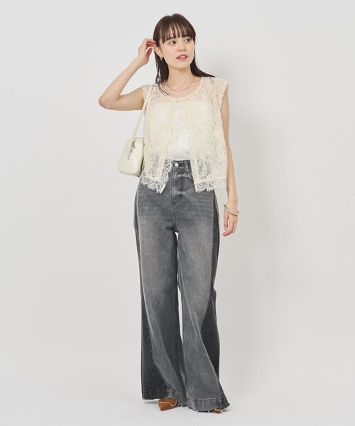 mystic（ミスティック）の「【@lily.s_y 企画】マルチwayレースレイヤードジャケット（その他アウター・レディース・アイボリー/キャメル・1/2）」の4枚目の写真