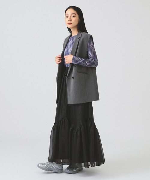 Ray BEAMS（レイビームス）の「シアー ティアード スカート（スカート・レディース・ベージュ/ブラック・1/0）」の19枚目の写真