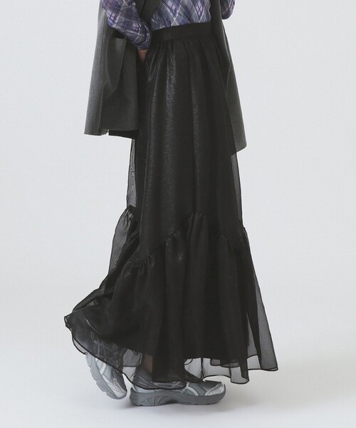 Ray BEAMS（レイビームス）の「シアー ティアード スカート（スカート・レディース・ベージュ/ブラック・1/0）」の17枚目の写真