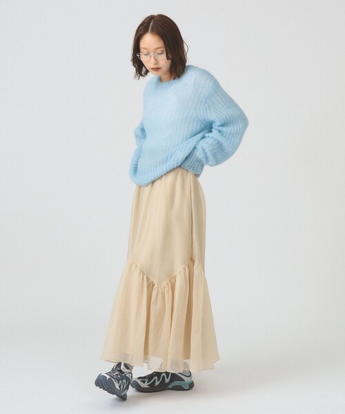 Ray BEAMS（レイビームス）の「シアー ティアード スカート（スカート・レディース・ベージュ/ブラック・1/0）」の15枚目の写真