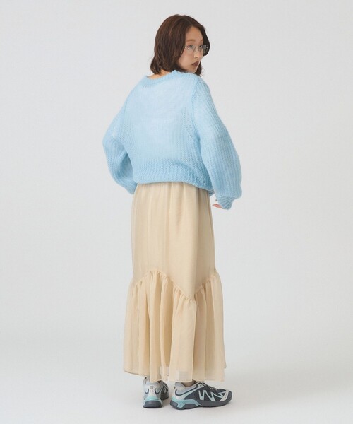 Ray BEAMS（レイビームス）の「シアー ティアード スカート（スカート・レディース・ベージュ/ブラック・1/0）」の14枚目の写真