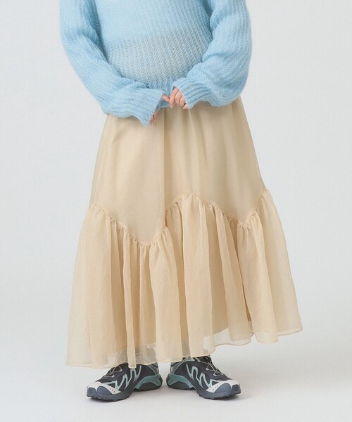 Ray BEAMS（レイビームス）の「シアー ティアード スカート（スカート・レディース・ベージュ/ブラック・1/0）」の13枚目の写真