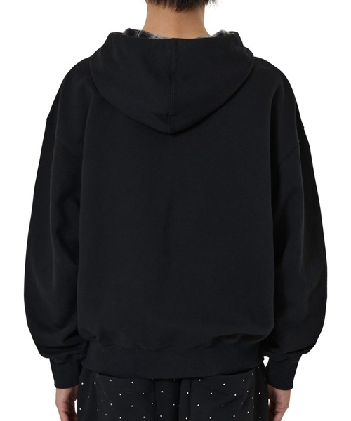 OY（オーワイ）の「『OY/オーワイ』FLANNEL CHECK LOGO HOODIE ZIP UP/フランネルチェックロゴジップアップパーカー（パーカー・レディース・グレー/ブラック・M/L）」の5枚目の写真