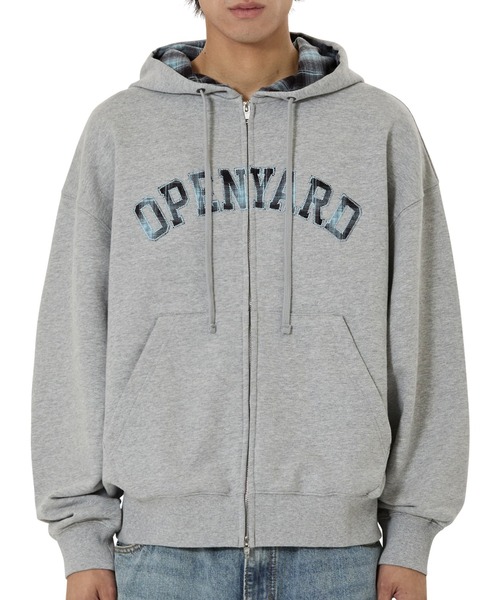 OY（オーワイ）の「『OY/オーワイ』FLANNEL CHECK LOGO HOODIE ZIP UP/フランネルチェックロゴジップアップパーカー（パーカー・レディース・グレー/ブラック・M/L）」の11枚目の写真