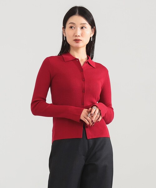 Demi-Luxe BEAMS（デミルクス ビームス）の「ポリエステル ウール ポロ カーディガン（カーディガン/ボレロ・レディース・グレー/レッド・ONE SIZE）」の3枚目の写真