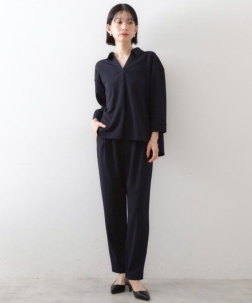 THE SHOP TK (ザ ショップ ティーケー )の「【着るだけでコーディネートが決まる】スキッパーブラウス&パンツセット(セットアップ・レディース・ブラウン系その他/ブラック/ネイビー系5・14/13/12)」の3枚目の写真