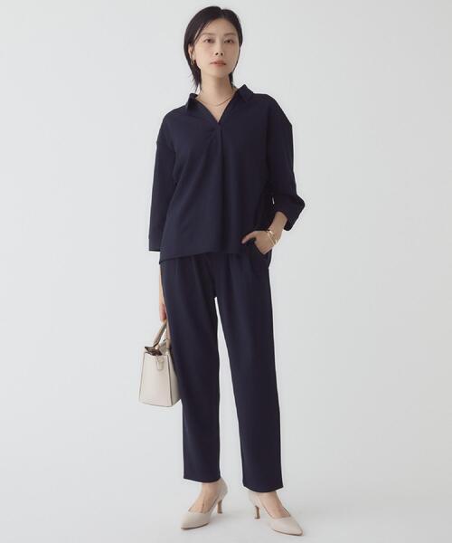 THE SHOP TK (ザ ショップ ティーケー )の「【着るだけでコーディネートが決まる】スキッパーブラウス&パンツセット(セットアップ・レディース・ブラウン系その他/ブラック/ネイビー系5・14/13/12)」の7枚目の写真