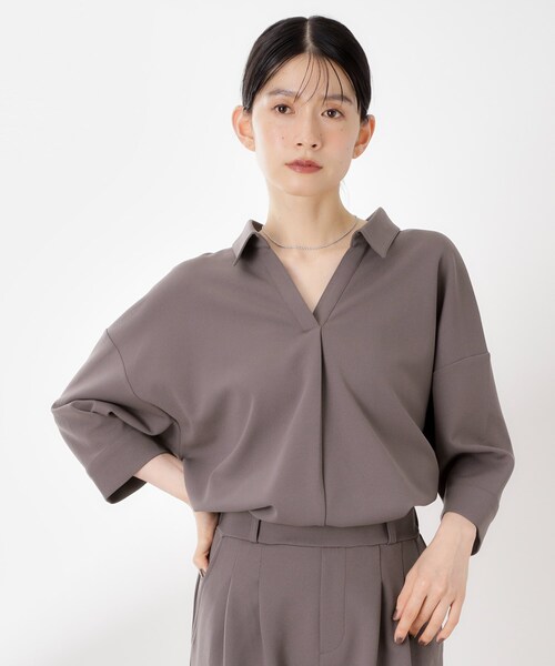 THE SHOP TK (ザ ショップ ティーケー )の「【着るだけでコーディネートが決まる】スキッパーブラウス&パンツセット(セットアップ・レディース・ブラウン系その他/ブラック/ネイビー系5・14/13/12)」の20枚目の写真