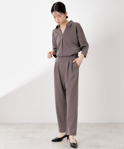THE SHOP TK (ザ ショップ ティーケー )の「【着るだけでコーディネートが決まる】スキッパーブラウス&パンツセット(セットアップ・レディース・ブラウン系その他/ブラック/ネイビー系5・14/13/12)」の22枚目の写真