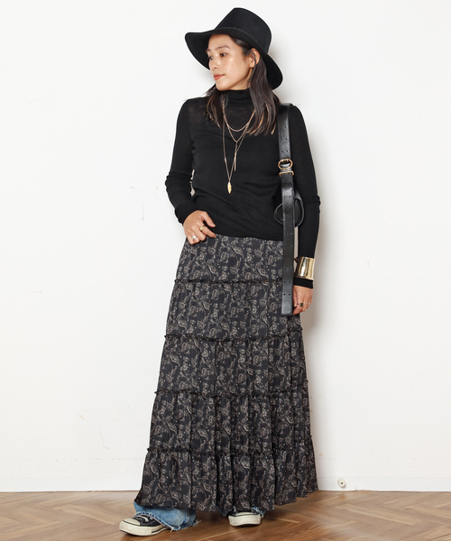 Couture d'adam（クチュールドアダム）の「【COUTURE D'ADAM/クチュールドアダム】Tiered Skirt Dress Paisl（スカート・レディース・ブラック・FREE）」の14枚目の写真