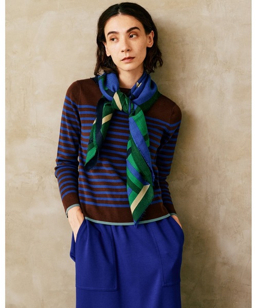 LA MARINE FRANCAISE(マリン フランセーズ)の「バイカラープルオーバー(ニット/セーター・レディース・ミント/ブラウン/チャコールグレー・FREE)」の2枚目の写真