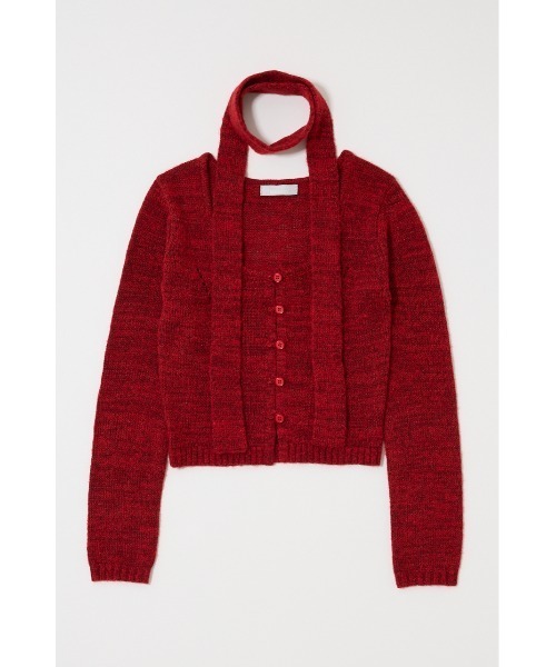MOUSSY(マウジー)の「【WEB限定カラー:ライトブルー】MIX YARN KNIT トップス(ニット/セーター・レディース・アイボリー/カーキ/レッド/チャコールグレー/ライトブルー・FREE)」の5枚目の写真