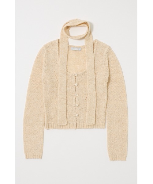 MOUSSY(マウジー)の「【WEB限定カラー:ライトブルー】MIX YARN KNIT トップス(ニット/セーター・レディース・アイボリー/カーキ/レッド/チャコールグレー/ライトブルー・FREE)」の1枚目の写真
