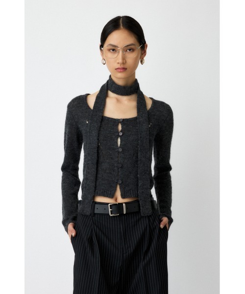 MOUSSY(マウジー)の「【WEB限定カラー:ライトブルー】MIX YARN KNIT トップス(ニット/セーター・レディース・アイボリー/カーキ/レッド/チャコールグレー/ライトブルー・FREE)」の6枚目の写真