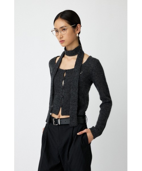MOUSSY(マウジー)の「【WEB限定カラー:ライトブルー】MIX YARN KNIT トップス(ニット/セーター・レディース・アイボリー/カーキ/レッド/チャコールグレー/ライトブルー・FREE)」の9枚目の写真