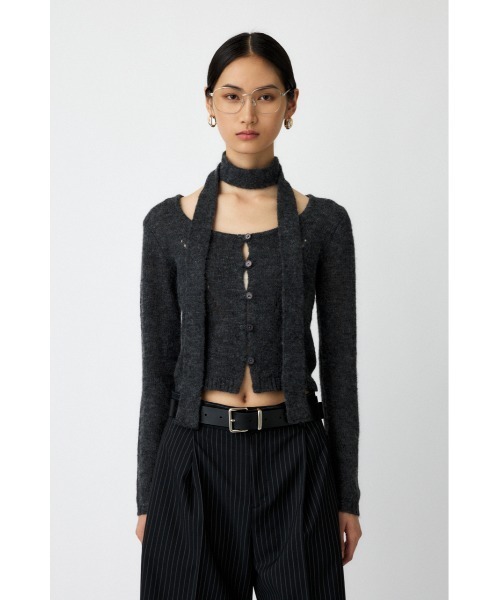 MOUSSY(マウジー)の「【WEB限定カラー:ライトブルー】MIX YARN KNIT トップス(ニット/セーター・レディース・アイボリー/カーキ/レッド/チャコールグレー/ライトブルー・FREE)」の10枚目の写真