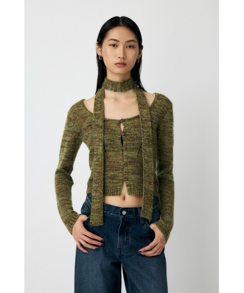 MOUSSY(マウジー)の「【WEB限定カラー:ライトブルー】MIX YARN KNIT トップス(ニット/セーター・レディース・アイボリー/カーキ/レッド/チャコールグレー/ライトブルー・FREE)」の13枚目の写真