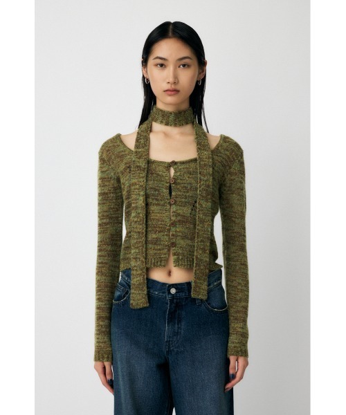 MOUSSY(マウジー)の「【WEB限定カラー:ライトブルー】MIX YARN KNIT トップス(ニット/セーター・レディース・アイボリー/カーキ/レッド/チャコールグレー/ライトブルー・FREE)」の17枚目の写真