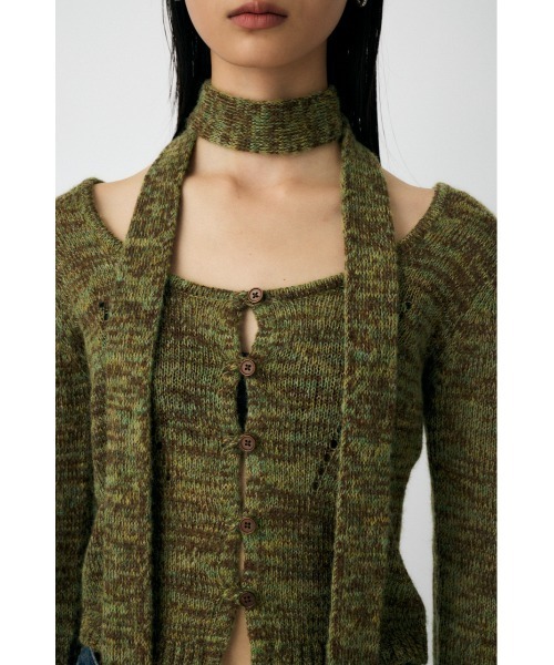 MOUSSY(マウジー)の「【WEB限定カラー:ライトブルー】MIX YARN KNIT トップス(ニット/セーター・レディース・アイボリー/カーキ/レッド/チャコールグレー/ライトブルー・FREE)」の20枚目の写真