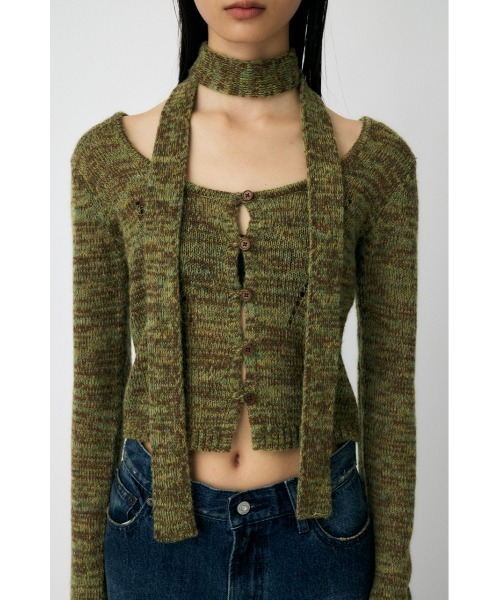 MOUSSY(マウジー)の「【WEB限定カラー:ライトブルー】MIX YARN KNIT トップス(ニット/セーター・レディース・アイボリー/カーキ/レッド/チャコールグレー/ライトブルー・FREE)」の21枚目の写真