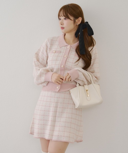 カーデ＋スカートツイードニットSETUP（ワンピース