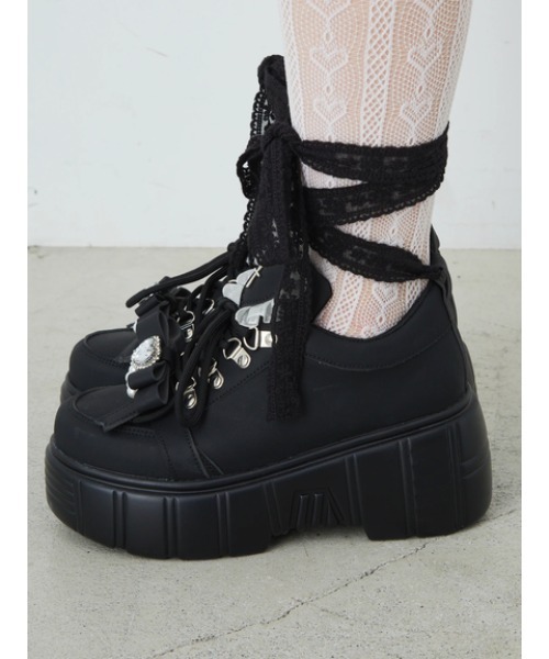 Ank Rouge(アンクルージュ)の「ハートクロススニーカー(スニーカー・レディース・ブラック/ホワイト・M/L)」の5枚目の写真