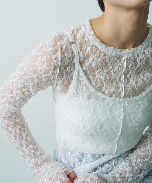 CODE A（コードエー）の「stretch lace tops（Tシャツ/カットソー・レディース・パープル/ホワイト・00）」の5枚目の写真