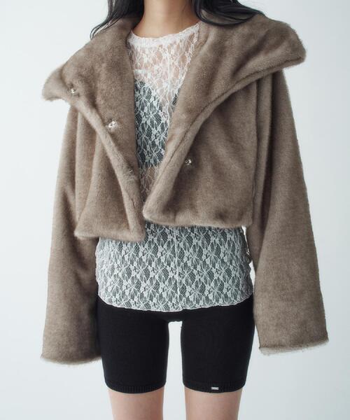 CODE A（コードエー）の「stretch lace tops（Tシャツ/カットソー・レディース・パープル/ホワイト・00）」の7枚目の写真