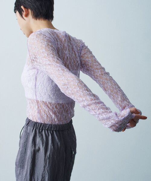 CODE A（コードエー）の「stretch lace tops（Tシャツ/カットソー・レディース・パープル/ホワイト・00）」の8枚目の写真