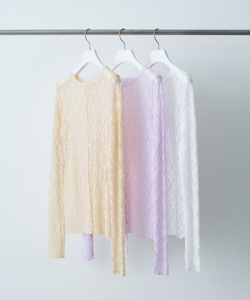 CODE A（コードエー）の「stretch lace tops（Tシャツ/カットソー・レディース・パープル/ホワイト・00）」の11枚目の写真