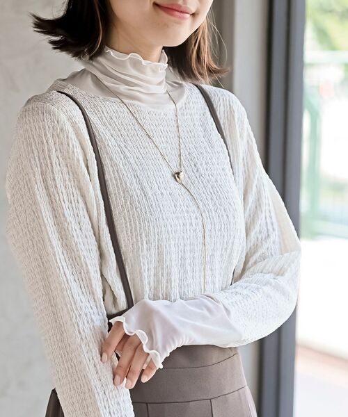 rps（アールピーエス）の「カットシャーリングメッシュ切替プルオーバー（Tシャツ/カットソー・レディース・アイボリー/ブラック/グレイッシュベージュ・フリー）」の2枚目の写真