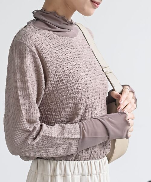 rps（アールピーエス）の「カットシャーリングメッシュ切替プルオーバー（Tシャツ/カットソー・レディース・アイボリー/ブラック/グレイッシュベージュ・フリー）」の4枚目の写真