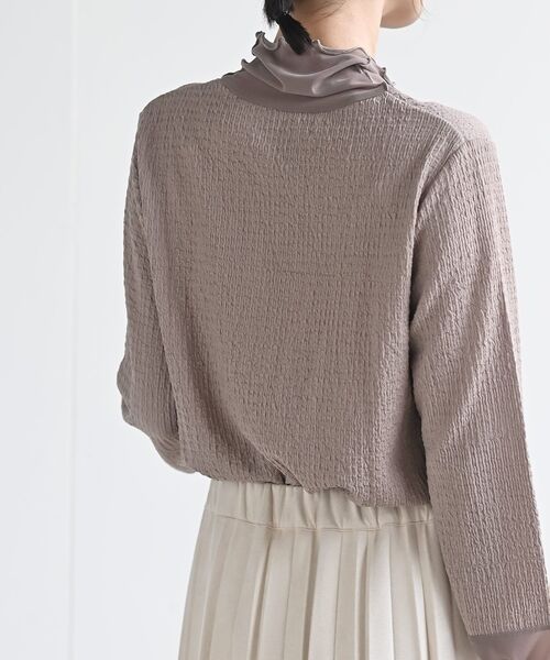 rps（アールピーエス）の「カットシャーリングメッシュ切替プルオーバー（Tシャツ/カットソー・レディース・アイボリー/ブラック/グレイッシュベージュ・フリー）」の7枚目の写真