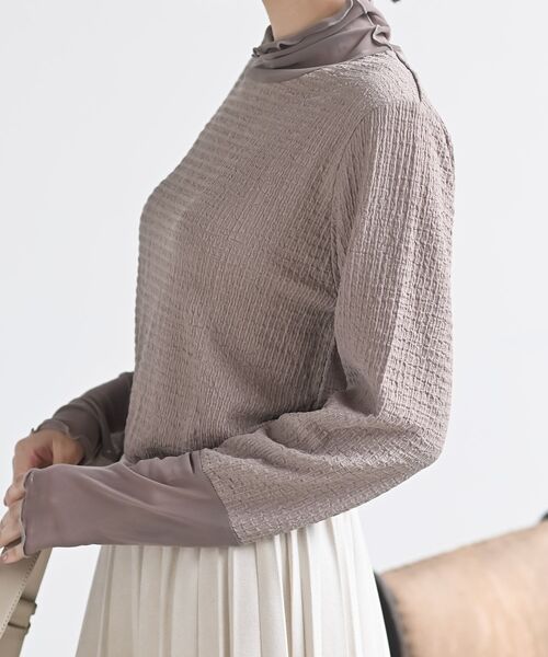 rps（アールピーエス）の「カットシャーリングメッシュ切替プルオーバー（Tシャツ/カットソー・レディース・アイボリー/ブラック/グレイッシュベージュ・フリー）」の10枚目の写真