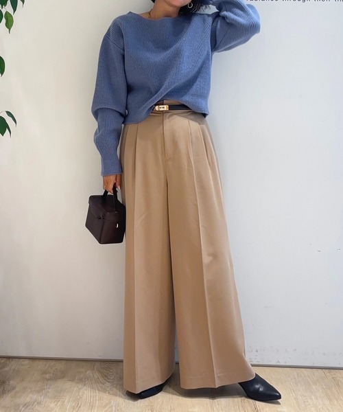 Apuweiser-riche（アプワイザーリッシェ）の「ベルト付ハイウエストワイドパンツ（その他パンツ・レディース・キャメル・2/1/0）」の2枚目の写真