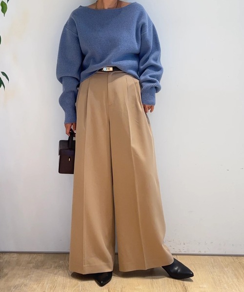 Apuweiser-riche（アプワイザーリッシェ）の「ベルト付ハイウエストワイドパンツ（その他パンツ・レディース・キャメル・2/1/0）」の3枚目の写真