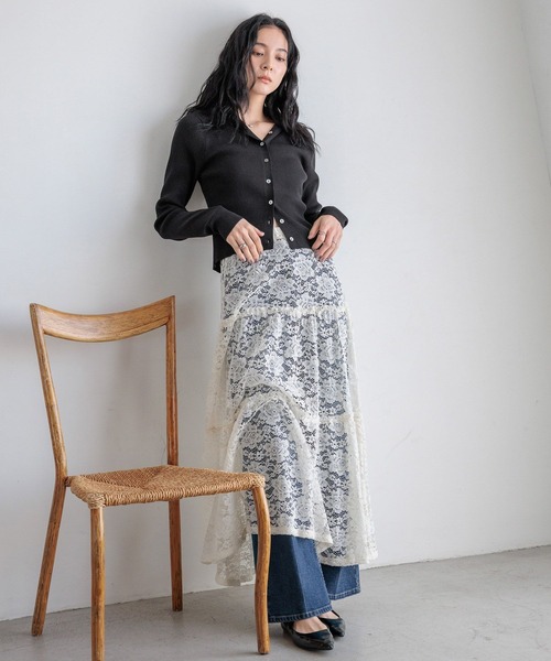 LOWRYS FARM（ローリーズファーム）の「フードニットカーディガンＬＳ　588978（ニット/セーター・レディース・ブルー/アイボリー/ブラック・FREE）」の6枚目の写真