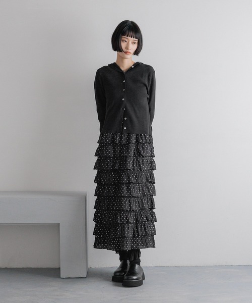 LOWRYS FARM（ローリーズファーム）の「フードニットカーディガンＬＳ　588978（ニット/セーター・レディース・ブルー/アイボリー/ブラック・FREE）」の5枚目の写真