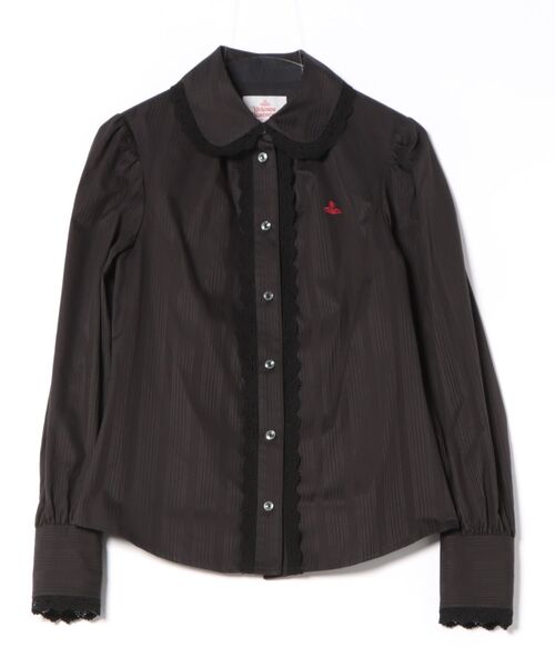 Vivienne Westwood(ヴィヴィアンウエストウッド)の「シャドーランダムストライプギャザーレースシャツ(シャツ/ブラウス・レディース・ホワイト/ブラック・38/40/36)」の2枚目の写真