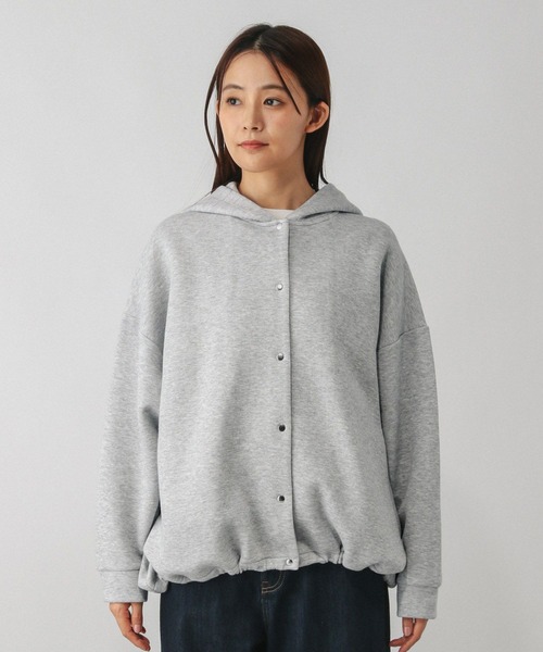 GLOBAL WORK（グローバルワーク）の「ダンボールフードブルゾン/580997（ブルゾン・レディース・ブラック/杢グレー・MEDIUM/LARGE）」の3枚目の写真