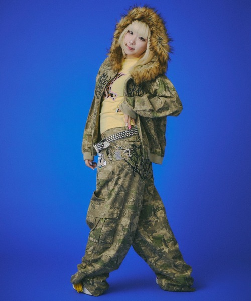 GALFY（ガルフィー）の「【GALFY】森林パーカー / 【ガルフィー】総柄ファーダブルジップパーカー（パーカー・メンズ・カーキ/ピンク/ベージュ・L/XL）」の15枚目の写真