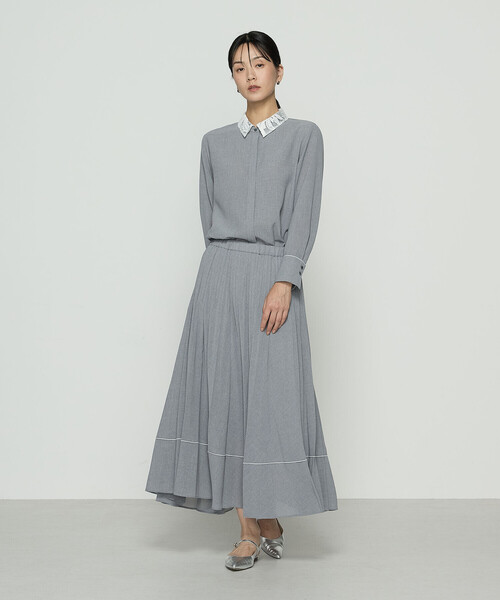 COMME CA（コムサ）の「ドライシャンブレー レース襟付きシャツ（シャツ/ブラウス・レディース・ネイビー/トップグレー・11号/9号）」の3枚目の写真