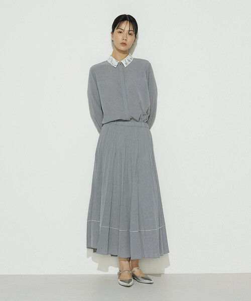 COMME CA（コムサ）の「ドライシャンブレー レース襟付きシャツ（シャツ/ブラウス・レディース・ネイビー/トップグレー・11号/9号）」の4枚目の写真