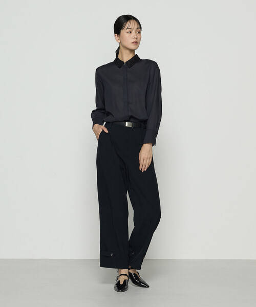 COMME CA（コムサ）の「ドライシャンブレー レース襟付きシャツ（シャツ/ブラウス・レディース・ネイビー/トップグレー・11号/9号）」の6枚目の写真