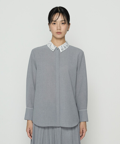 COMME CA（コムサ）の「ドライシャンブレー レース襟付きシャツ（シャツ/ブラウス・レディース・ネイビー/トップグレー・11号/9号）」の9枚目の写真