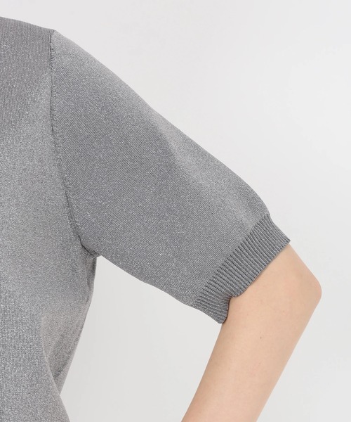 STRAWBERRY-FIELDS（ストロベリーフィールズ）の「エレナポリー_５分袖ラメニット（ニット/セーター・レディース・ベージュ/グレー・2）」の8枚目の写真