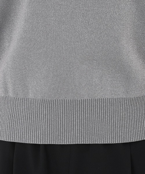 STRAWBERRY-FIELDS（ストロベリーフィールズ）の「エレナポリー_５分袖ラメニット（ニット/セーター・レディース・ベージュ/グレー・2）」の9枚目の写真